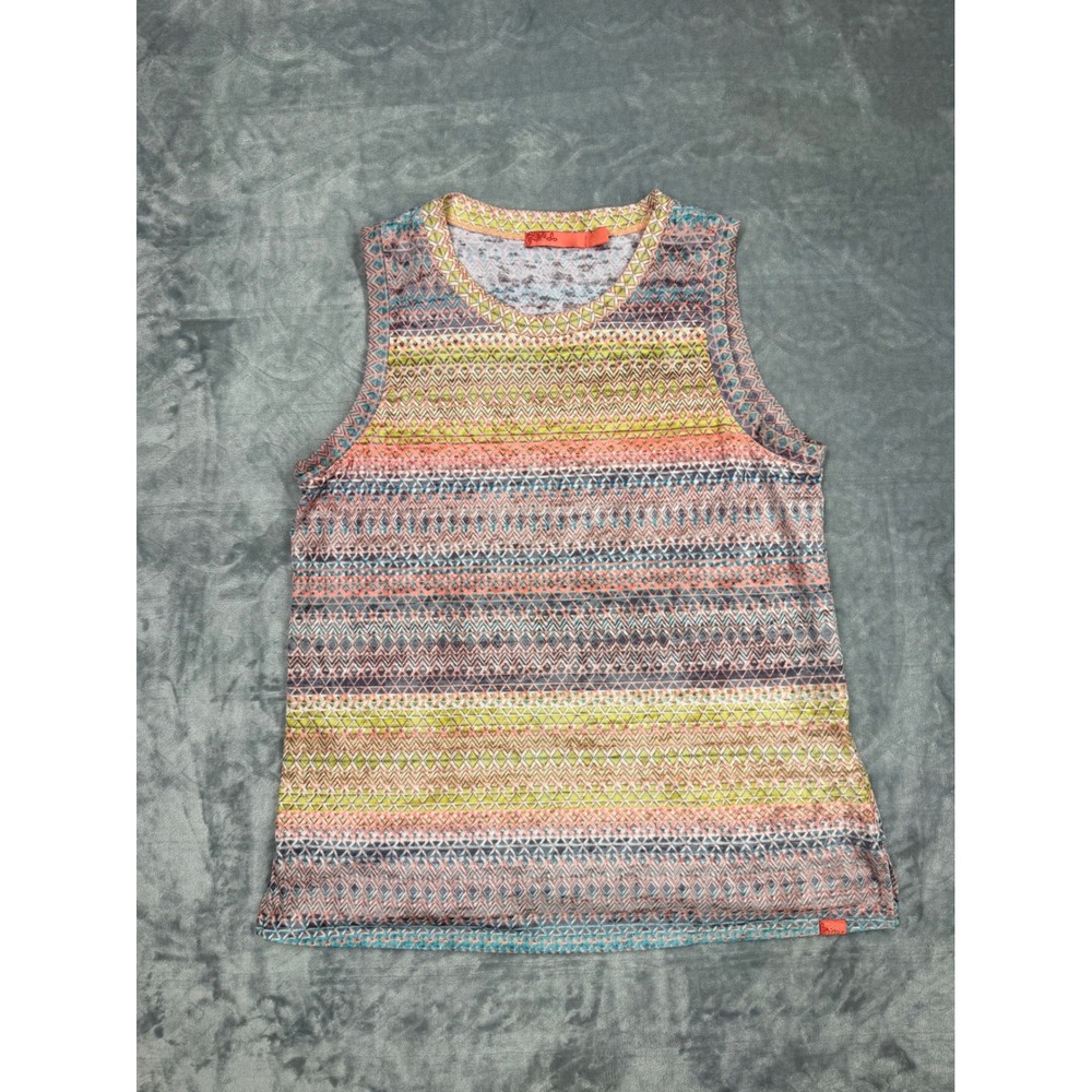 Prana Womens Medium Multicolor Geometric Chevron Tank Top Cotton Blend